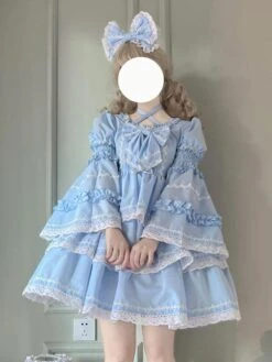 Sweet Lolita Dress Polyester Long Sleeves Dress Adjustable Elastic -AYA Cosplay Shop 202205131144240895823
