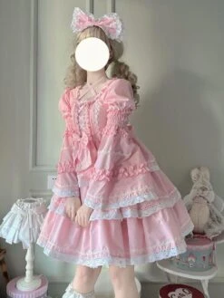 Sweet Lolita Dress Polyester Long Sleeves Dress Adjustable Elastic -AYA Cosplay Shop 20220513114424373857