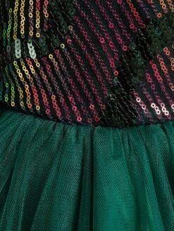 Flower Girl Dress Polyester Cotton Sequins Jewel Neck Sleeveless Green -AYA Cosplay Shop 202205191947110715213