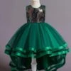 Flower Girl Dress Polyester Cotton Sequins Jewel Neck Sleeveless Green -AYA Cosplay Shop 202205191947121009657