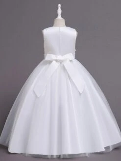 Flower Girl Dress Cotton Blend Tiered Jewel Neck Sleeveless Soft Pink -AYA Cosplay Shop 202205191947165504915