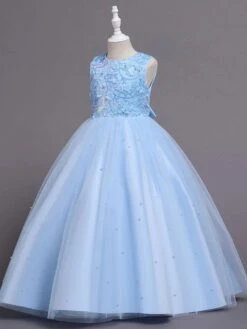 Flower Girl Dress Cotton Blend Tiered Jewel Neck Sleeveless Soft Pink -AYA Cosplay Shop 202205191947168506495