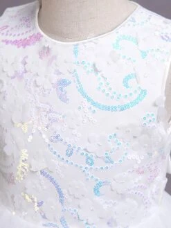 Flower Girl Dress Cotton Blend Tiered Jewel Neck Sleeveless Soft Pink -AYA Cosplay Shop 202205191947184355004