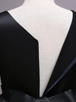 Flower Girl Dress Cotton Blend Tiered V-Neck Short Sleeves Black -AYA Cosplay Shop 20220519194721445786