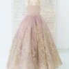 Flower Girl Dress Lace Beaded Jewel Neck Sleeveless Cameo Pink Free Customization -AYA Cosplay Shop 202205191947381245770