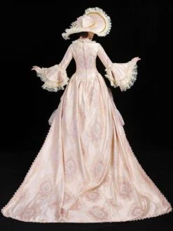 Pink Retro Costumes Women's Ruffles Lace Polyester Tunic Hat Dress Euro-Style Marie Antoinette Costume Party Prom Dress -AYA Cosplay Shop 202205301756105145559