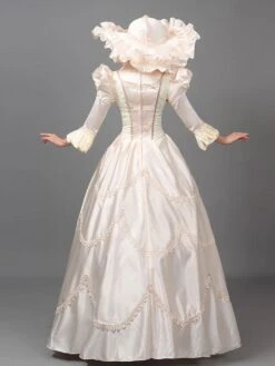 Champagne Retro Costumes Ruffles Polyester Dress Marie Antoinette Costume Women's Vintage Tunic Masquerade Ball Gown -AYA Cosplay Shop 202205301756244871547