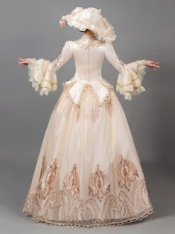 Ecru White Retro Costumes Women's Floral Print Flowers Ruffles Polyester Marie Antoinette Costume Tunic Hat Dress Vintage Vintage Clothing 12 Ecru White Retro Costumes Women's Floral Print Flowers Ruffles Polyester Marie Antoinette Costume Tunic Hat Dress Vintage Vintage Clothing -AYA Cosplay Shop 202205301756268398396