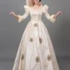 Champagne Retro Costumes Ruffles Polyester Dress Marie Antoinette Costume Women's Vintage Tunic Masquerade Ball Gown