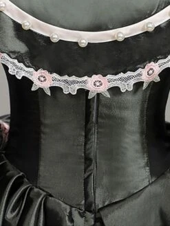 Dark Green Retro Costumes Women's Lace Flowers Polyester Tunic Dress Headwear Marie Antoinette Costume Vintage Party Prom Dress -AYA Cosplay Shop 202205301756537141089