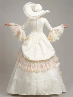 Ecru White Retro Costumes Lace Polyester Floral Print Dress Women's Vintage Marie Antoinette Costume Tunic 18th Century Costume -AYA Cosplay Shop 202205301756558068636