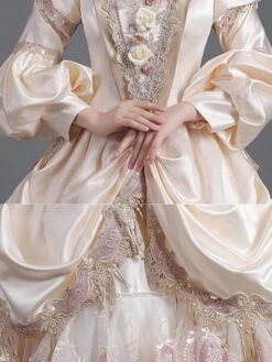 Champagne Retro Costumes Lace Polyester Dress Women's Euro-Style Tunic Marie Antoinette Costume Vintage Clothing -AYA Cosplay Shop 202205301757030682698