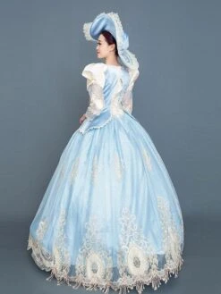 Light Sky Blue Retro Costumes Women's Marie Antoinette Costume Ruffles Lace Polyester Tunic Hat Dress Euro-Style Vintage Clothing -AYA Cosplay Shop 202205301757113459624