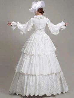 White Retro Costumes Ruffles Polyester Dress Marie Antoinette Costume Women's Vintage Tunic Party Prom Dress -AYA Cosplay Shop 202205301757130218264