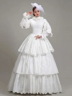 White Retro Costumes Ruffles Polyester Dress Marie Antoinette Costume Women's Vintage Tunic Party Prom Dress -AYA Cosplay Shop 202205301757134071486
