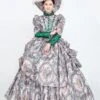 Gray Retro Costumes Women's Floral Print Ruffles Pearls Marie Antoinette Costume Polyester Tunic Dress Hat Euro-Style Vintage Clothing -AYA Cosplay Shop 202205301757147872289