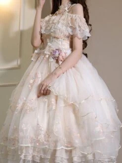 Sweet Lolita Wedding Dress Polyester Sleeveless Hime Lolita Wedding Dress Adjustable Elastic -AYA Cosplay Shop 202205311718499656324