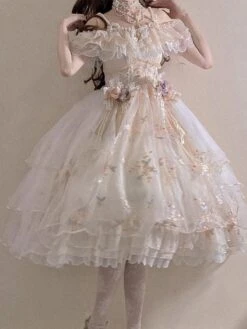 Sweet Lolita Wedding Dress Polyester Sleeveless Hime Lolita Wedding Dress Adjustable Elastic -AYA Cosplay Shop 202205311718509276406
