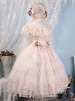 Sweet Lolita Wedding Dress Polyester Sleeveless Hime Lolita Wedding Dress Adjustable Elastic -AYA Cosplay Shop 202205311718514091786