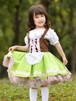 Parent-child Green Lolita OP Dress Lace Up Ruffles Lolita One Piece Dresses -AYA Cosplay Shop 202205311842173433752