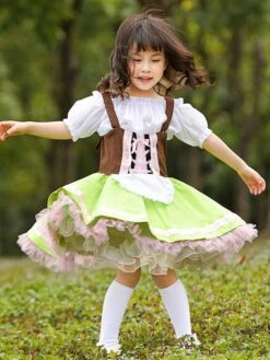 Parent-child Green Lolita OP Dress Lace Up Ruffles Lolita One Piece Dresses -AYA Cosplay Shop 202205311842197177787