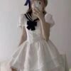 Sweet Sailor Lolita Dress Polyester Short Sleeves Bows Navy Style Dress -AYA Cosplay Shop 202206061339588733370