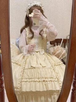 JSK Sweet Lolita Dress Polyester Sleeveless Ruffles Jumper Dress -AYA Cosplay Shop 202206091531031622590
