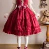 JSK Sweet Lolita Dress Polyester Sleeveless Ruffles Jumper Dress -AYA Cosplay Shop 202206091531034632412
