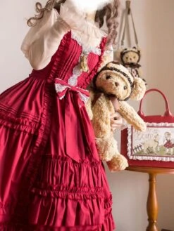 JSK Sweet Lolita Dress Polyester Sleeveless Ruffles Jumper Dress -AYA Cosplay Shop 202206091531041261224