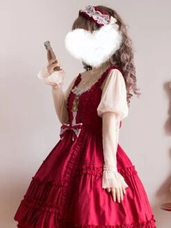JSK Sweet Lolita Dress Polyester Sleeveless Ruffles Jumper Dress -AYA Cosplay Shop 202206091531044817667