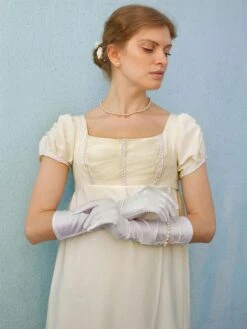 Ecru White Retro Costumes Lace Polyester Dress Regency Era Style Women Vintage Marie Antoinette Empire Waist Dress Bridgerton Costume Shift Party Prom Dress -AYA Cosplay Shop 202206161434570428898