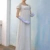 Ecru White Retro Costumes Lace Polyester Dress Regency Era Style Women Vintage Marie Antoinette Empire Waist Dress Bridgerton Costume Shift Party Prom Dress