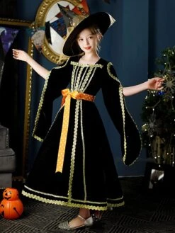 Polyester Fiber Tea Party Long Sleeves Polyester Dress Gothic Black Kids' Lolita Dresses -AYA Cosplay Shop 202206171936143289153