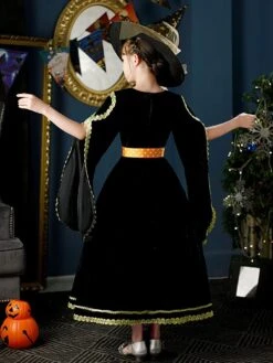 Polyester Fiber Tea Party Long Sleeves Polyester Dress Gothic Black Kids' Lolita Dresses -AYA Cosplay Shop 20220617193614668433