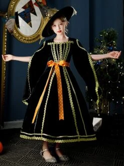 Polyester Fiber Tea Party Long Sleeves Polyester Dress Gothic Black Kids' Lolita Dresses -AYA Cosplay Shop 202206171936149877830