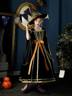 Polyester Fiber Tea Party Long Sleeves Polyester Dress Gothic Black Kids' Lolita Dresses -AYA Cosplay Shop 202206171936159168996