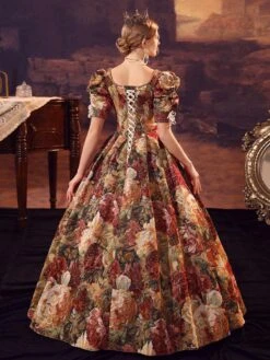 Coffee Brown Retro Costumes Polyester Dress Women's Euro-Style Marie Antoinette Costume Masquerade Ball Gown -AYA Cosplay Shop 202206181633280424209