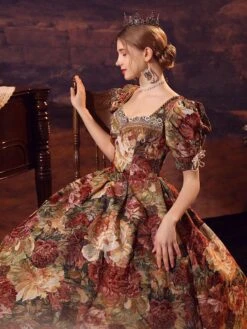 Coffee Brown Retro Costumes Polyester Dress Women's Euro-Style Marie Antoinette Costume Masquerade Ball Gown -AYA Cosplay Shop 202206181633289655495