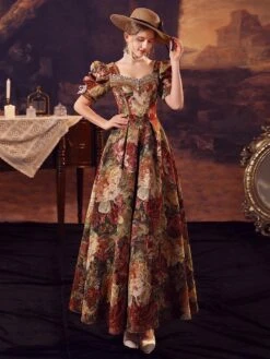 Coffee Brown Retro Costumes Polyester Dress Women's Euro-Style Marie Antoinette Costume Masquerade Ball Gown -AYA Cosplay Shop 202206181633310626881