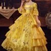 Gold Retro Costumes Polyester Dress Marie Antoinette Costume Women's Gothic Masquerade Ball Gown -AYA Cosplay Shop 202206181633351964768