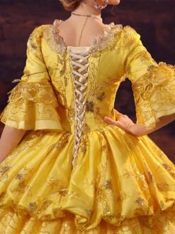 Gold Retro Costumes Polyester Dress Marie Antoinette Costume Women's Gothic Masquerade Ball Gown -AYA Cosplay Shop 202206181633355772288