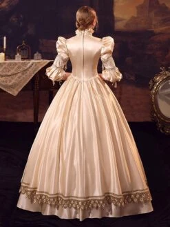 Champagne Retro Costumes Polyester Dress Women's Euro-Style Marie Antoinette Costume Party Prom Dress -AYA Cosplay Shop 202206181633506675819