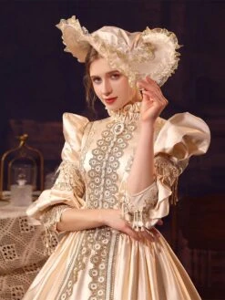 Champagne Retro Costumes Polyester Dress Women's Euro-Style Marie Antoinette Costume Party Prom Dress -AYA Cosplay Shop 202206181633521709