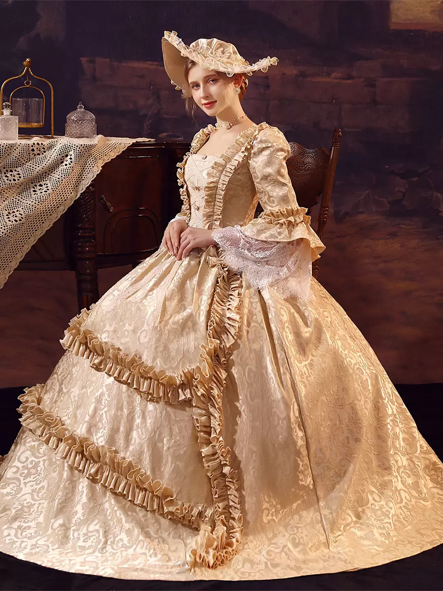 Champagne Retro Costumes Polyester Dress Women's Marie Antoinette Costume Euro-Style Vintage Clothing 9 Champagne Retro Costumes Polyester Dress Women's Marie Antoinette Costume Euro-Style Vintage Clothing - Image 7