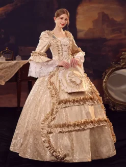 Champagne Retro Costumes Polyester Dress Women's Marie Antoinette Costume Euro-Style Vintage Clothing 14 Champagne Retro Costumes Polyester Dress Women's Marie Antoinette Costume Euro-Style Vintage Clothing -AYA Cosplay Shop 202206181633565728233