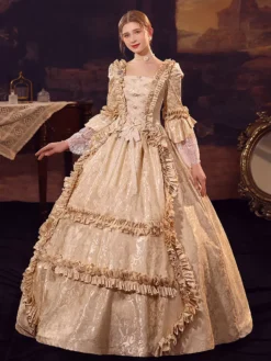 Champagne Retro Costumes Polyester Dress Women's Marie Antoinette Costume Euro-Style Vintage Clothing 13 Champagne Retro Costumes Polyester Dress Women's Marie Antoinette Costume Euro-Style Vintage Clothing -AYA Cosplay Shop 202206181633598738968