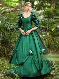 Green Retro Costumes Polyester Dress Women's Euro-Style Marie Antoinette Costume 18th Century Costume -AYA Cosplay Shop 202206181634393086731