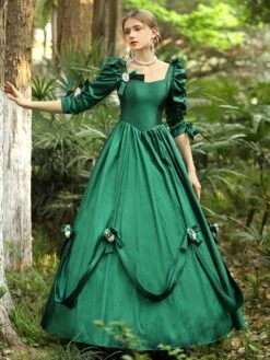 Green Retro Costumes Polyester Dress Women's Euro-Style Marie Antoinette Costume 18th Century Costume -AYA Cosplay Shop 202206181634402489681