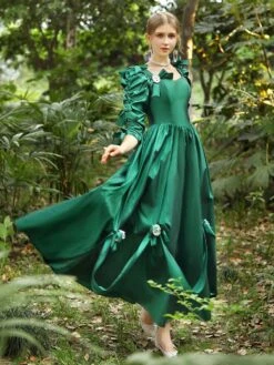 Green Retro Costumes Polyester Dress Women's Euro-Style Marie Antoinette Costume 18th Century Costume -AYA Cosplay Shop 202206181634430396490
