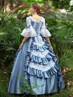 Light Sky Blue Retro Costumes Women's Ruffles Polyester Marie Antoinette Costume Dress Euro-Style Vintage Clothing -AYA Cosplay Shop 202206181634588632857